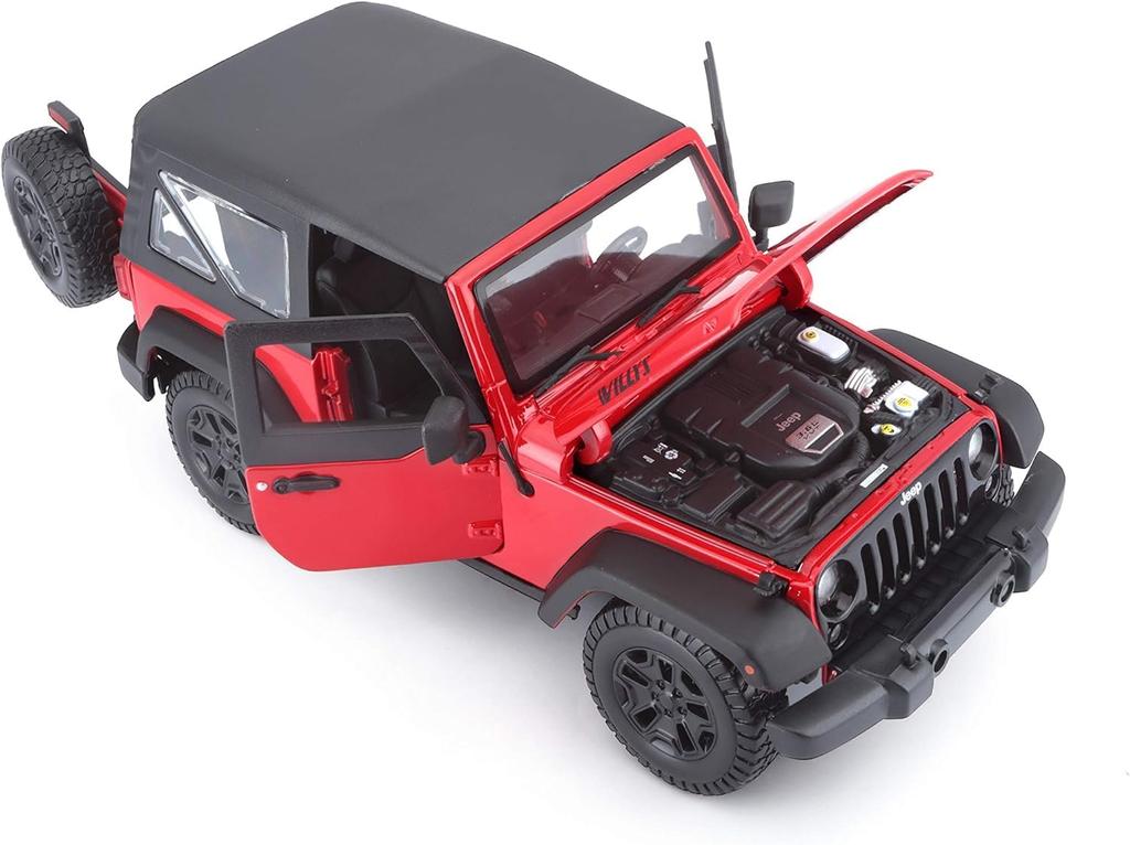 Maisto 2014 Jeep Wrangler Red 1/18 Scale Special Edition Model with Display Base, Opening Doors, Hood, and Rear Hatch, and Working Suspension