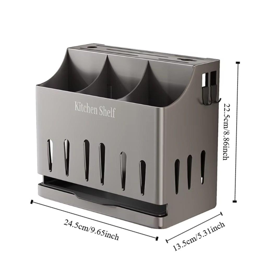 Cu Tava de Scurgere Suport pentru Tacâmuri Oțel Inoxidabil Organizator Lingură Furculiță Raft de Depozitare pentru Cuțite Blat