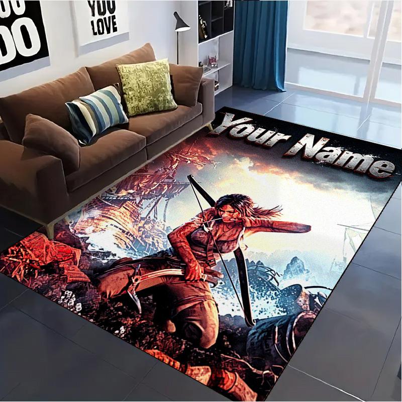 Name Custom Tomb Raider Carpet Rug for Living Room Bedroom Home Sofa Decoration,Kids play Non-slip Floor Mat