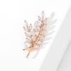 Women Brooch High-Gloss Rhinestone Inlay Sparkling Faux Pearl Wheat Design Lapel Pin Non-Slip Buckle Scarf Badge Clothing Bags Accessories