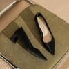 57001 [sheepskin] pointed high heels women's autumn 2025 new simple commuter thick heel shallow mouth single shoes