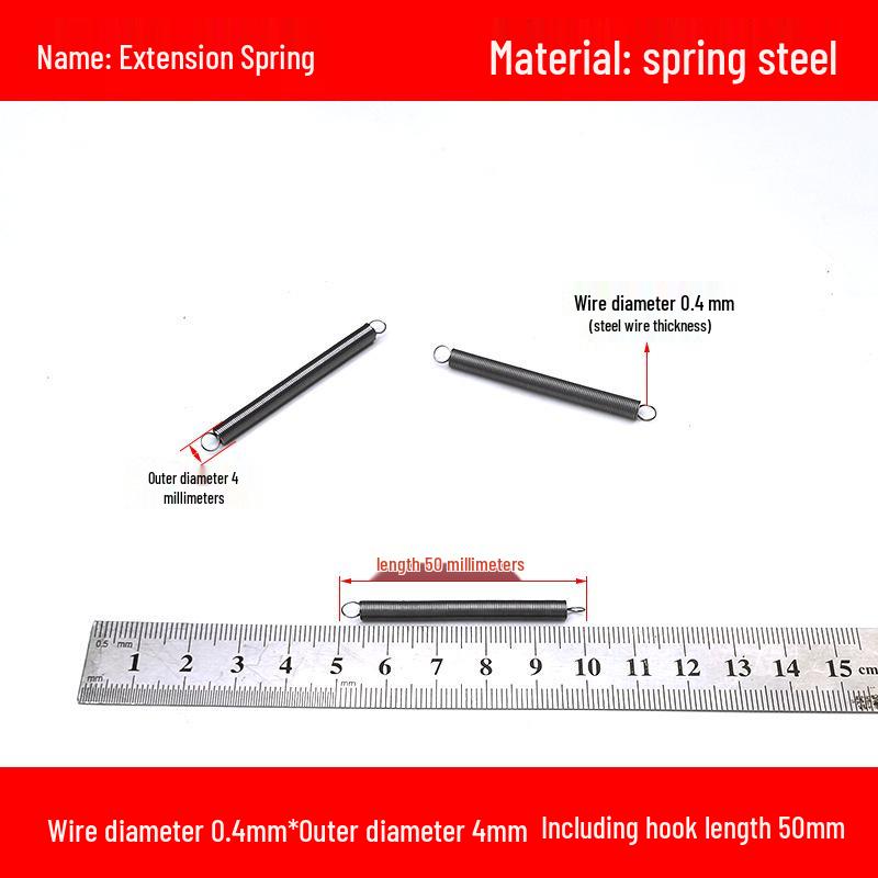 Micro Precision Extension Tension Spring Set with Hooks, 0.4mm Wire Diameter, 3-5mm Outer Diameter