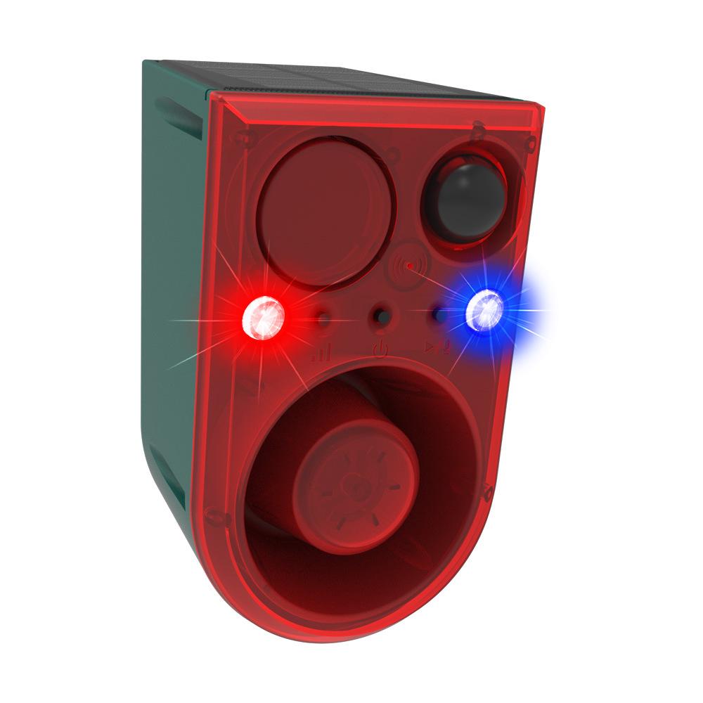 Ruosheng Solar-Powered Alarm with Remote Control, Ultrasonic Strobe, Voice Alerts, and LED To Repel Animals