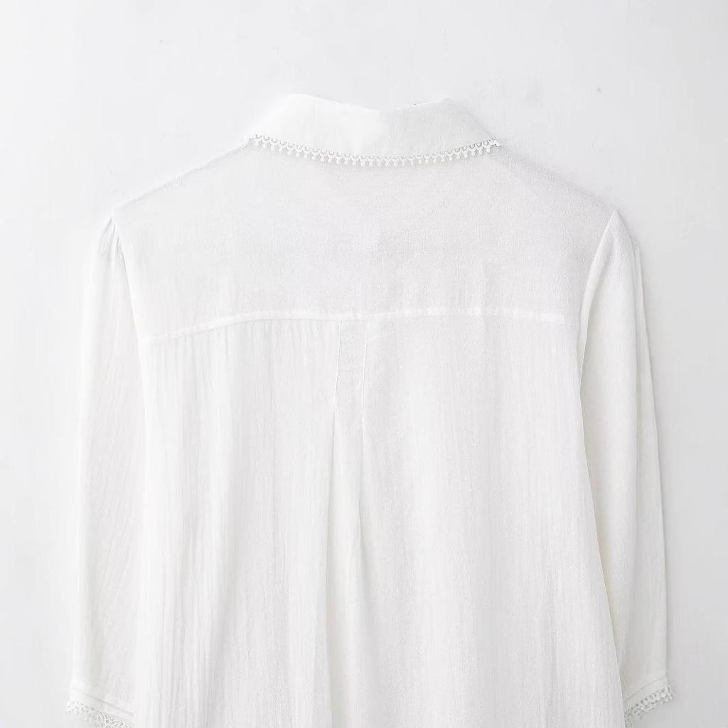 Spring 2025 Women's European-American Style Ruffle Cotton Shirt