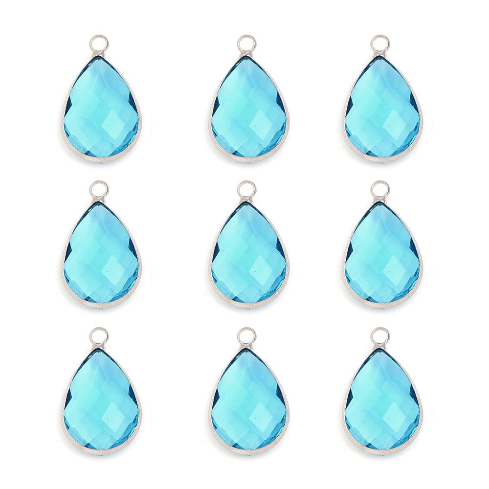6Pcs Glass Droplet Shape Pendant with Gold Border High Quality Pendant For DIY Necklace Earrings Jewelry Accessories Supplies