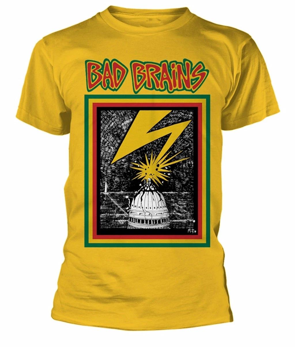 Official Bad Brains T Shirt Yellow Album Logo Mens Metal Hardcore Punk Rock New S