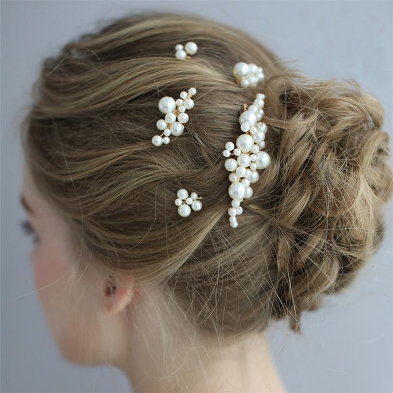 5PCS/Set Pearls Wedding Hair Comb Bridal Hair Pins Clips Women Hair Jewelry Accessories Headpieces