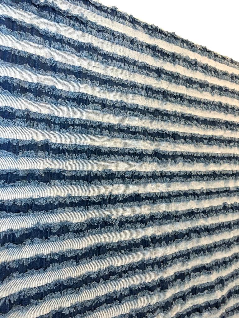 Fringe Denim Design Denim Handmade Denim Thin Cotton Denim Fabric Scraps Stripe Fabric, Remnants, Fabric, (Fringe Set)
