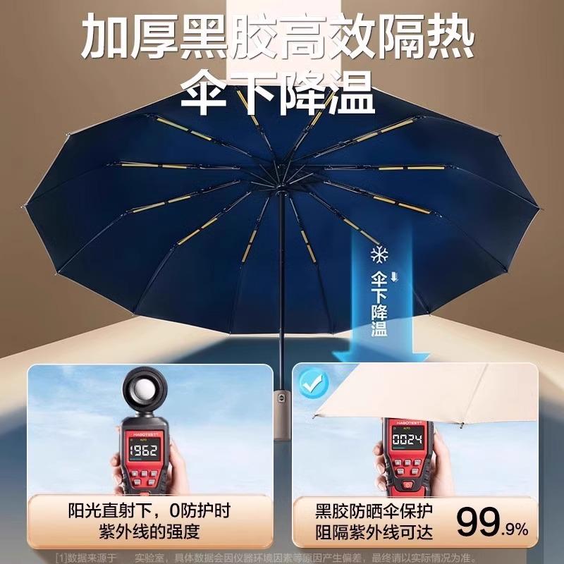 Automatiskt paraply förstorad förstärkning solskydd för både sol och regn herrars hopfällbart paraply solskydd UV-skydd damers vinylparaply