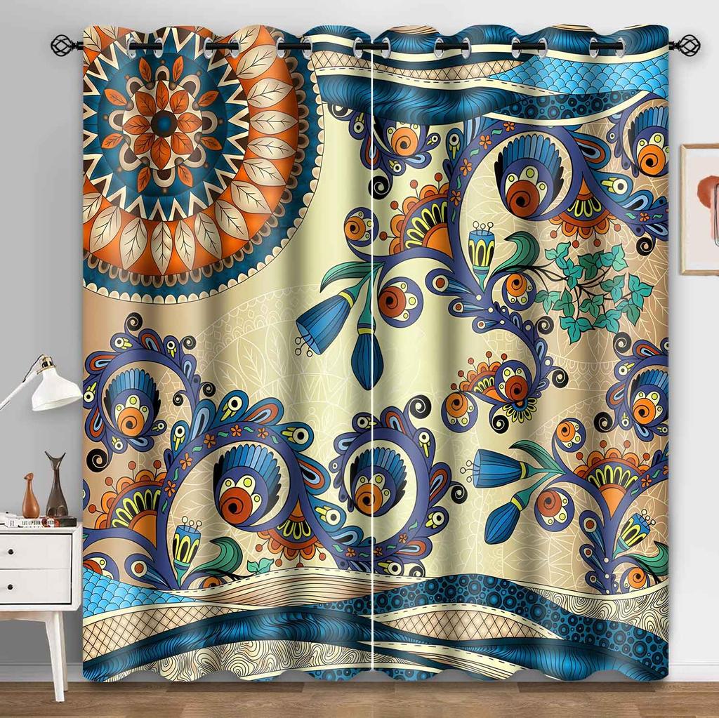 Tende oscuranti indiane mandala per camera da letto design bohémien occhielli termoisolanti stanza tende drappeggi alta ombreggiatura 2 pezzi
