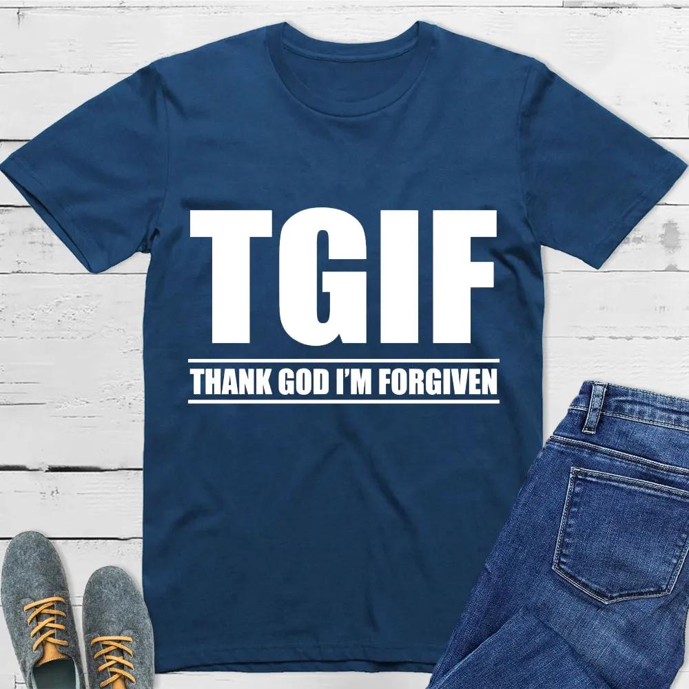 Thank God Im Forgiven TShirt Men Women Short Sleeve Cotton Tees Luxury Brand Shirt Oversize Tops Summer Blouse Mens Clothing