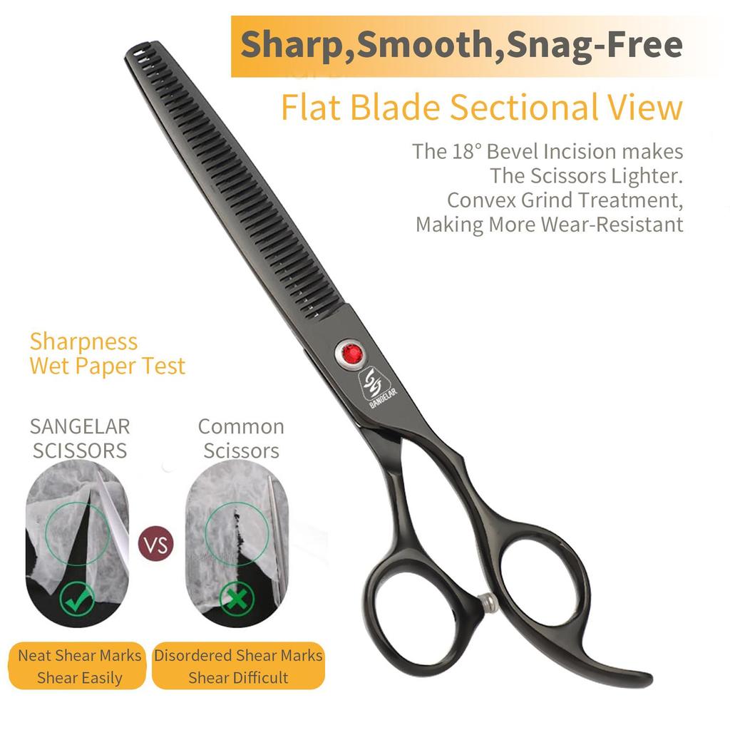 SANGELAR 6.5 Inch Colorful Pet Hair Scissors Thinning Scissors Pet Grooming Dog Scissors Professional Teddy Animal Hair Thinning Shear