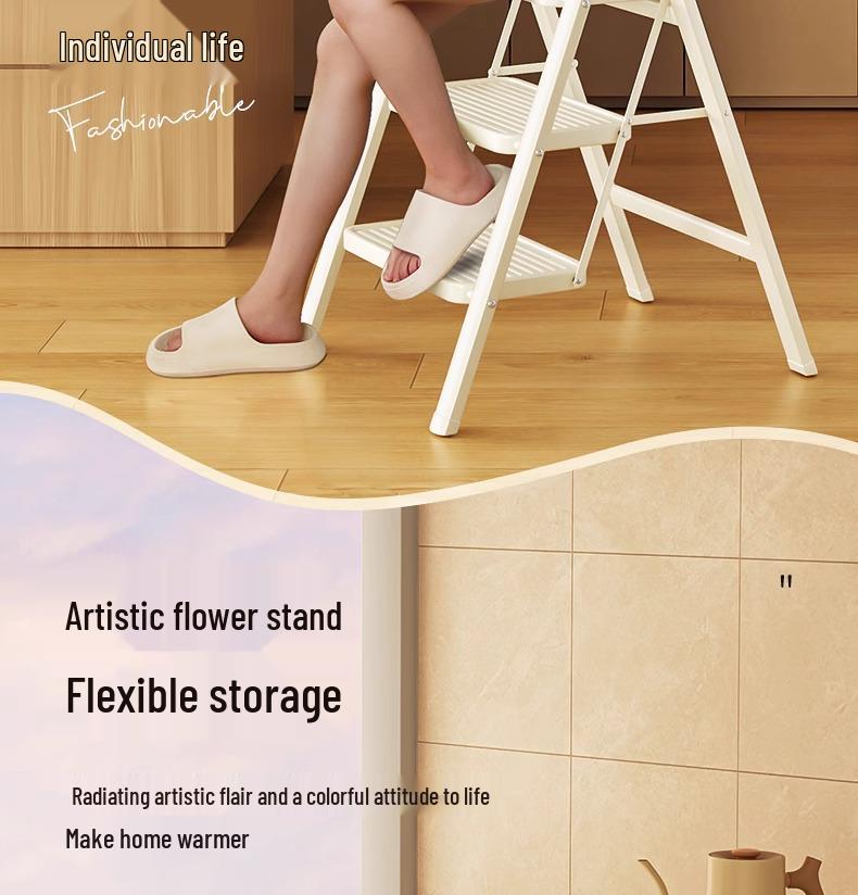 Telescopic Folding A-Frame Ladder: Thickened Indoor Multi-Functional 4-Step Stool