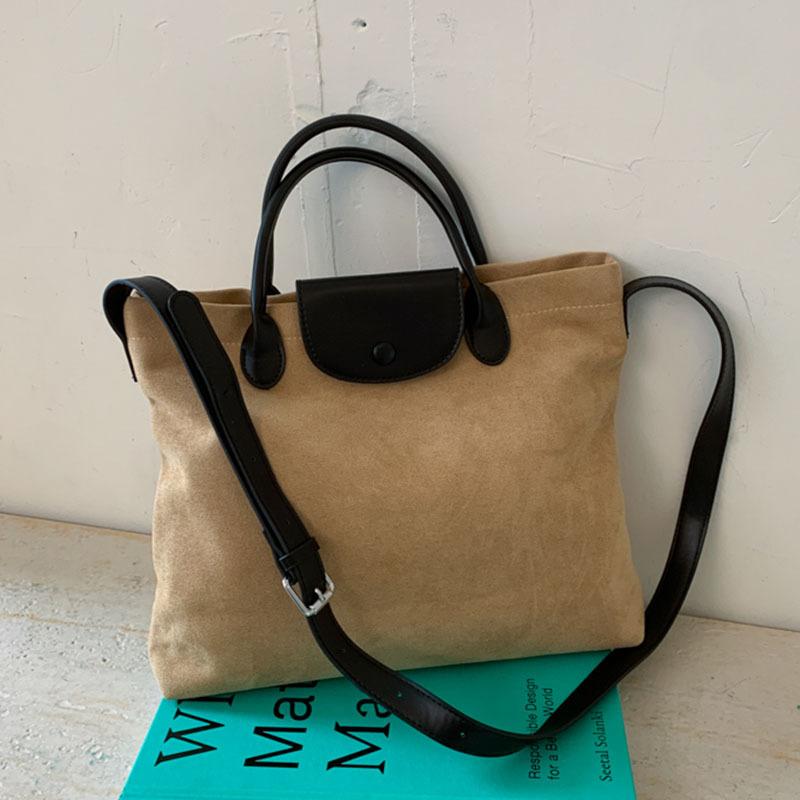 

Autumn matte texture new lazy velvet tote bag large capacity shoulder messenger bag хаки