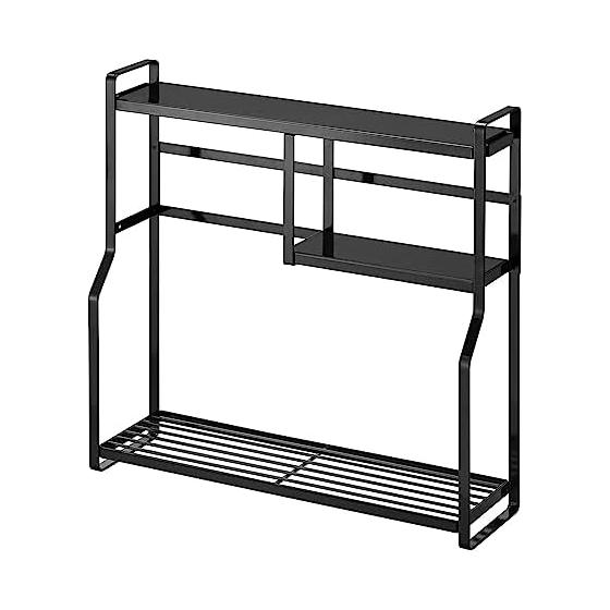 Yamazaki Jitsugyo 5235 Stove Side Rack Black Approx. W53XD15.3XH51cm Tower Seasoning Rack with Hook