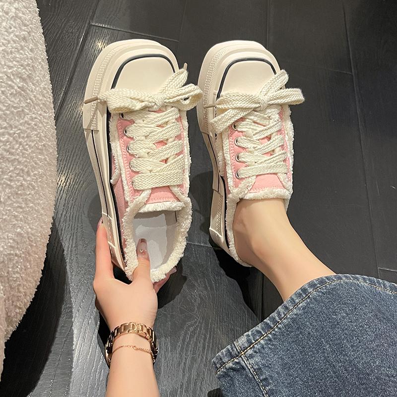 Women Canvas Slippers Spring Autumn New Heelless Casual Women Vulcanized Thick Sole Half Slippers