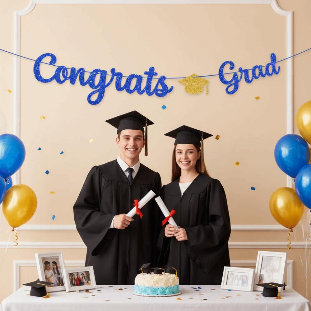 Reusable Glittery Gold Garland Glitter Decor Graduation Hanging Banner  Party Supplies