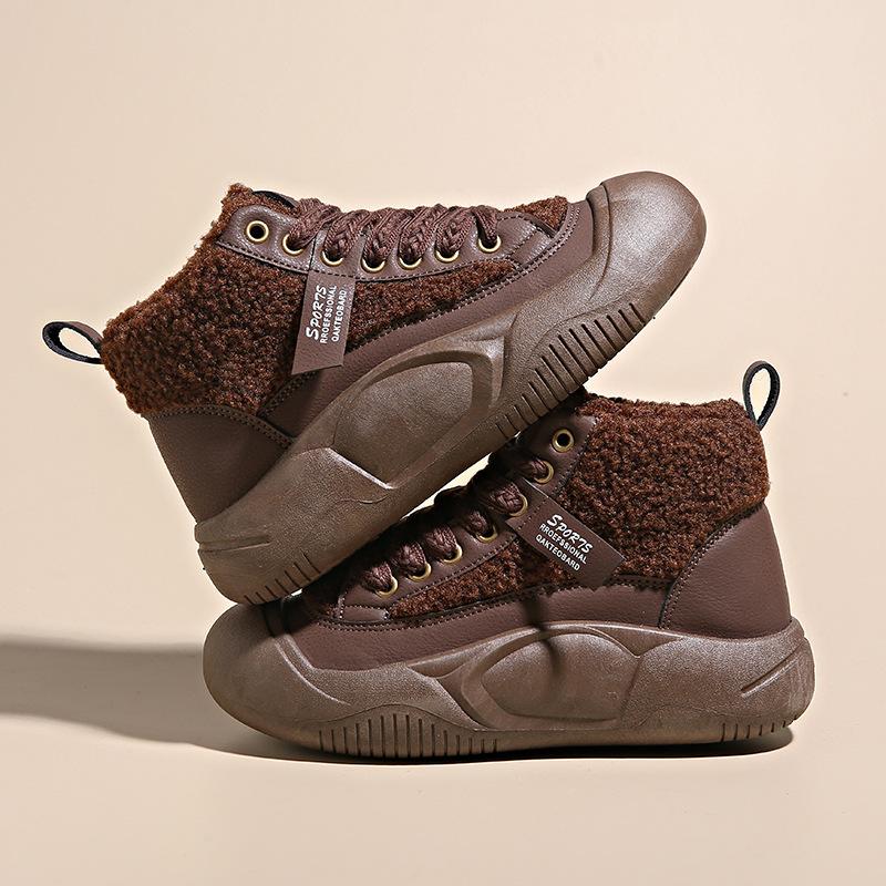 

Зимние бархатные маленькие белые туфли, новые женские студенческие спортивные туфли на толстой подошве с увеличением роста, повседневные 40 коричневый