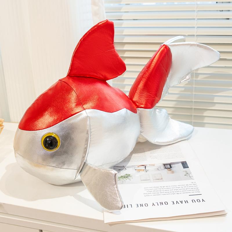 Lucky Koi Goldfish Shaped Plush Toy Soft PU Leather Cartoon Fish Doll Home Decor  Kids Birthday Gift Animal Cushion Throw Pillow