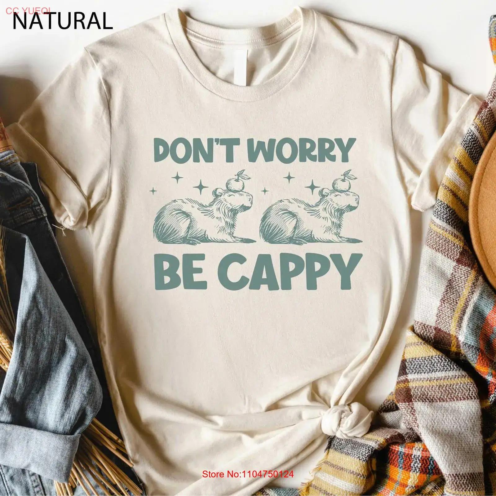 

Funny Retro Capybara T Shirt Don t Worry Be Capy Humor Cute Ironic Silly Animal SweaT Meme Sweater vintage Washed Stylish S разноцветный