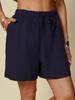 Pantaloncini Casual da Donna 2024 in Cotone e Lino con Vita Elastica e Coulisse