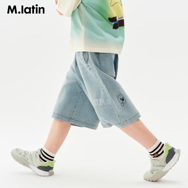 M.Latin Boys  Letter Print Denim Shorts 140
