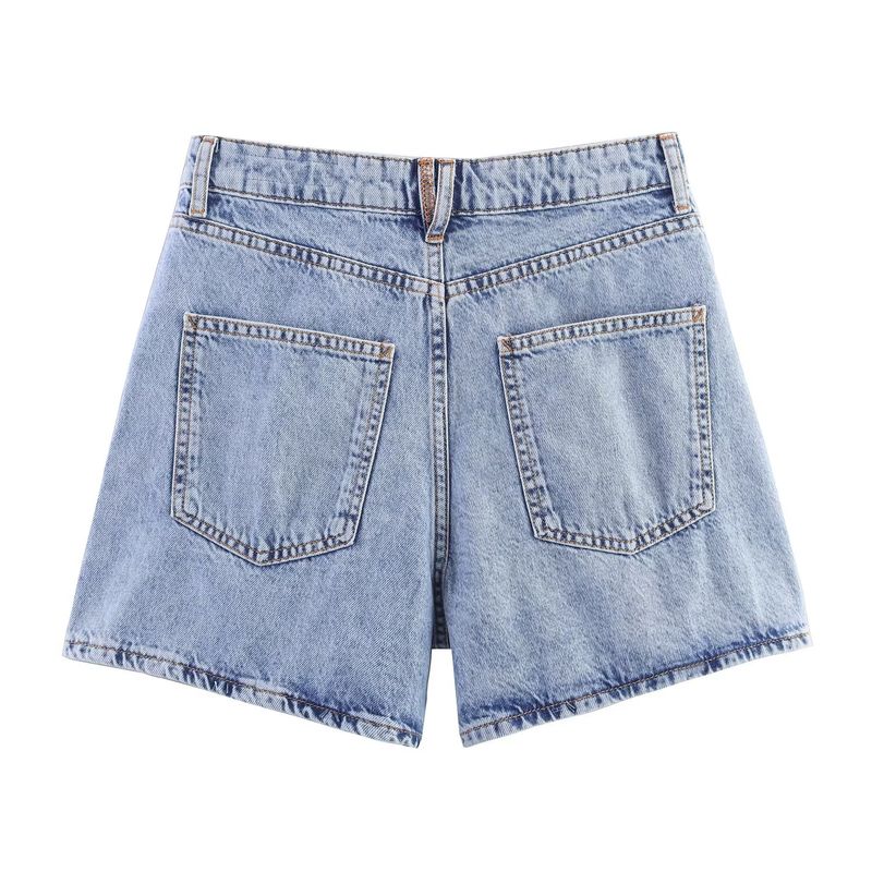 Jnleaog Autumn New Women Clothes Western Style French Style Design High Waist Double Placket Waist Demin Shorts 5862151