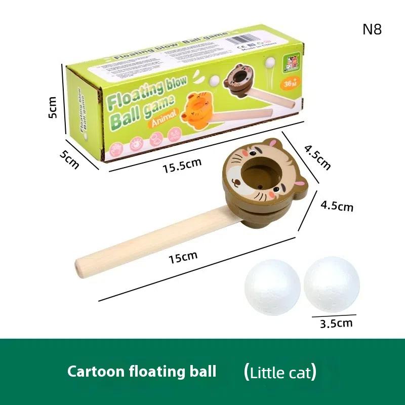 Wooden Cartoon Animal Suspension Ball Blower Children S Early Education Puzzle Parent-Child Games Training Lung Capacity Toys