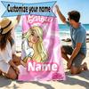 Custom Name Personalized Barbie Print Beach Towel, for Trip Camping Beach Party Home Decor, Birthday Gift for Family & Friends