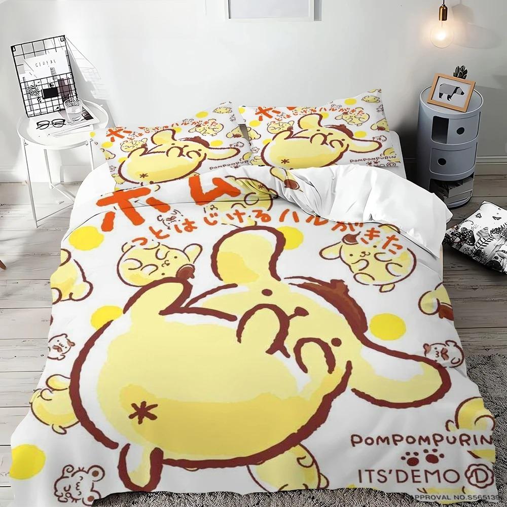 Duvet Cover Pompompurin Pillowcase Quilt Cover Needlework Bedding, Single Bed Double Bed Extra King Size Full Size Bedding Set