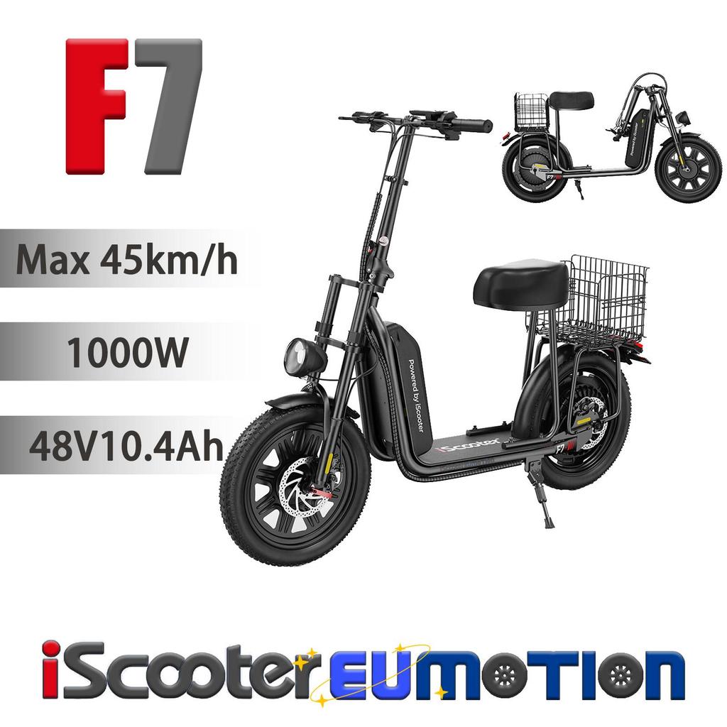 2025 New iScooter F7 Commuter E-Scooter 1000W, 48V10.4Ah, 150kg Load, APP Control, 16inch City Utility E-Scooter for Shopping & Daily Rides