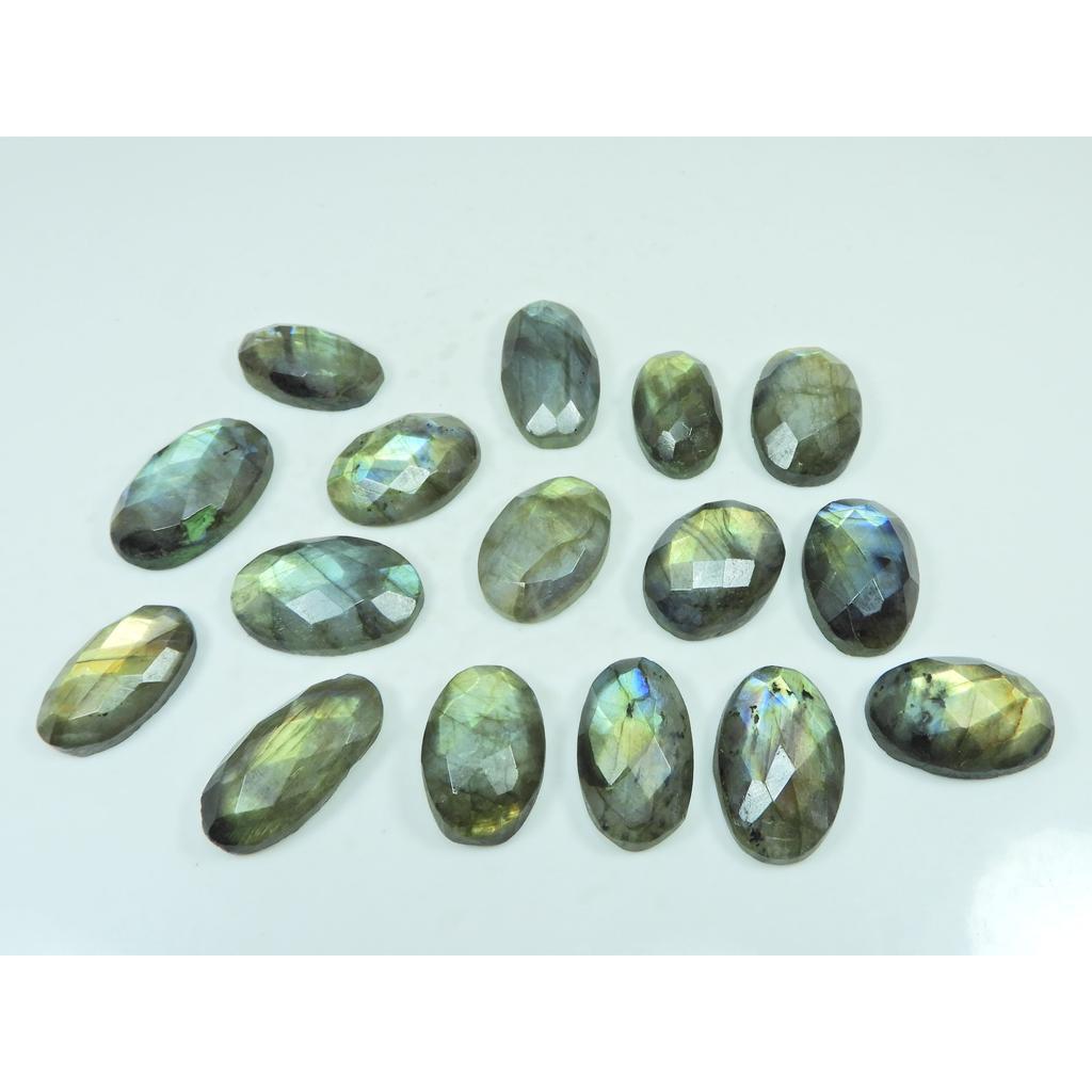 Natural Multi Labradorite Checker Cut Oval Cabochon Loose Gemstone 16Pcs Lot C-3620