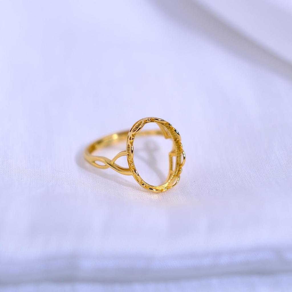 Gold Plated S925 Sterling Silver Adjustable Filigree Open Ring with Scrollwork Design