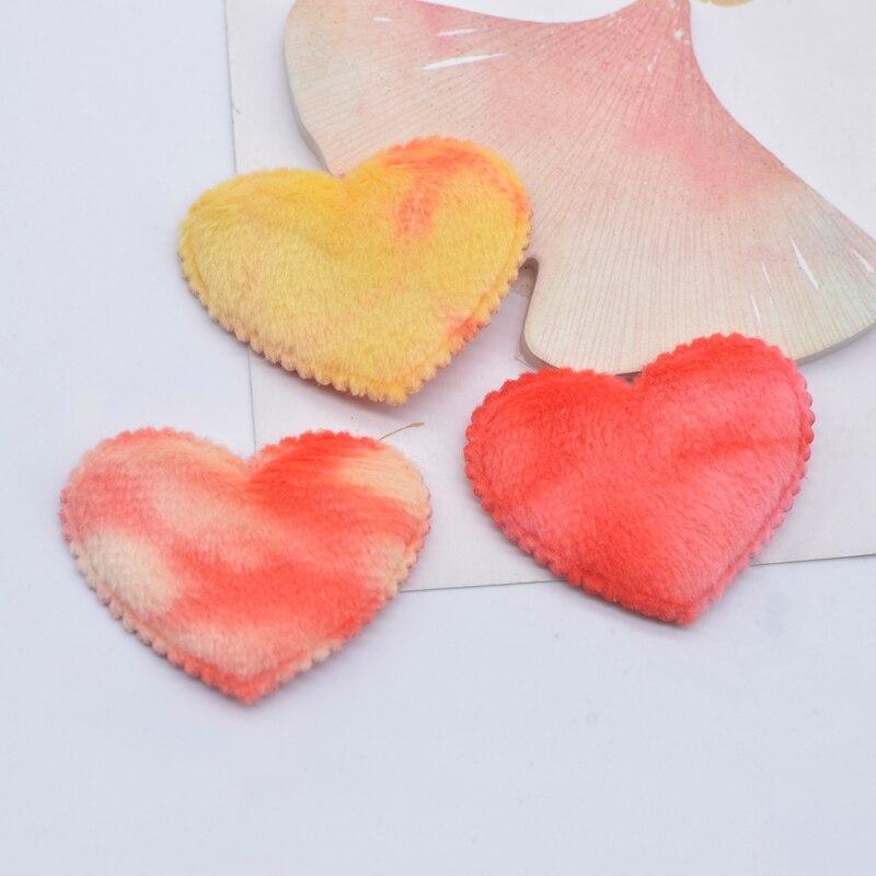 

50 шт./лот, 45*35 мм, мягкие плюшевые пушистые сердечки, аппликация для DIY, головной убор, заколка для волос, декор с бантом, аксессуары, одежда, шляпа, обувь, нашивки для шитья красный