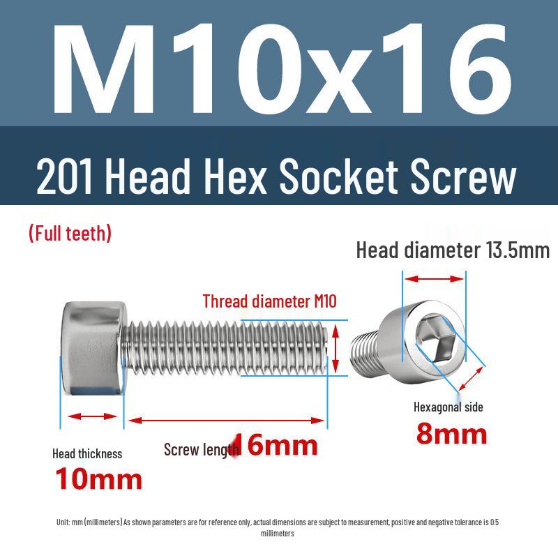 Yigu 201 Stainless Steel Cup Head Hexagon Screws and Bolts - M3, M4, M5, M6
