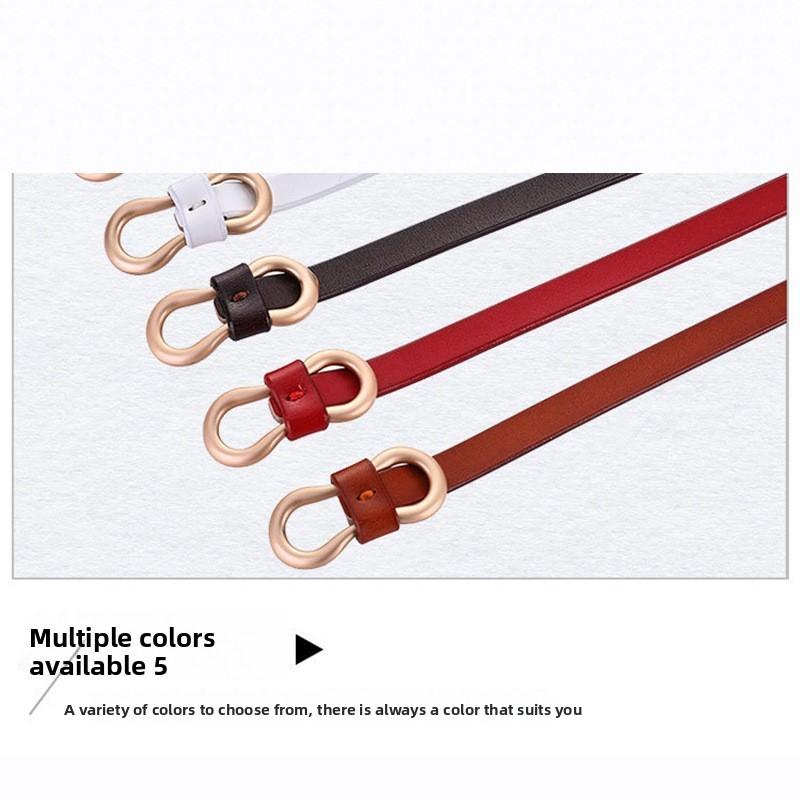 Leather Skinny Waist Belt With Metal Clasp For Fashion Dresses And Jackets