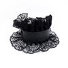 Black Pu Leather Edwardian Neck Chocker Sexy Black Lace Leather Lolita Choker Halloween Costume Gothic Dark Princess Collar