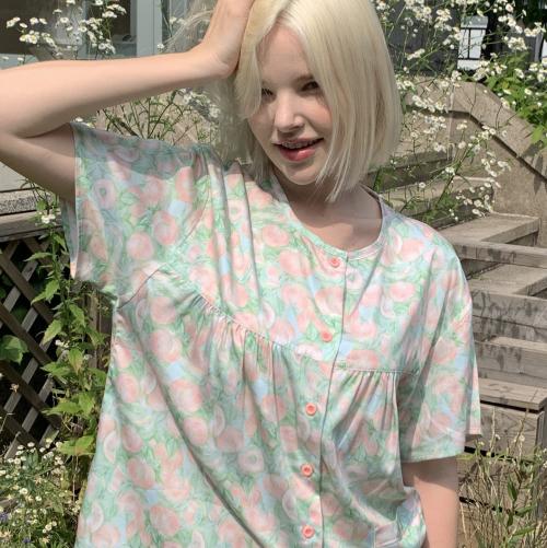 

[Muse Mood] Water Peach 60-Count Cotton Modal Summer Pajamas [Shipped from Korea] 100% Authentic One Size