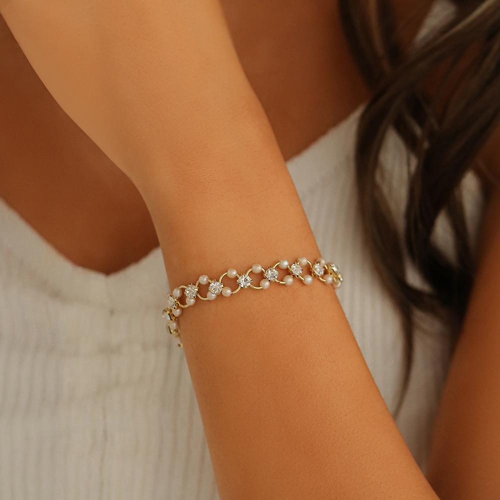Punk Heavy Metal Big Thick Chain Bracelet Set Women Retro Geometric Metal Twist Chain Bangles Bracelet Punk Zircon