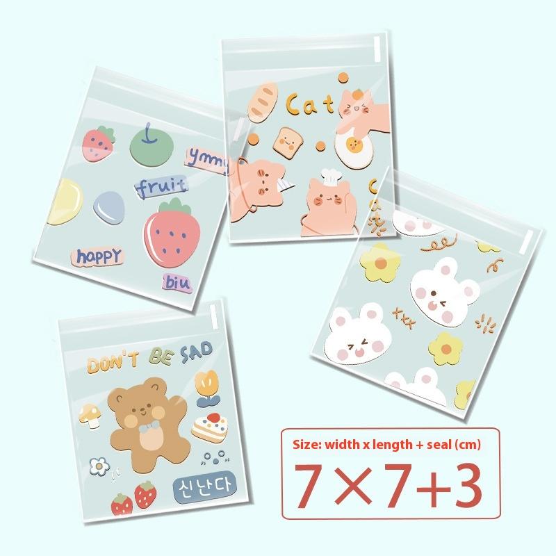 50/100 Pcs Cartoon Pattern Plastic Self-Adhesive Candy Bags Cookie Donut Bread Pastry Bag Food Packaging Resealable Gift Bag