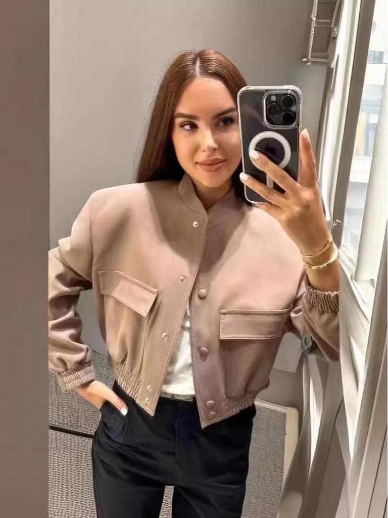 2023 Autumn Women's Fashion Casual Pocket Embellished Single-Breasted Outerwear Jacket