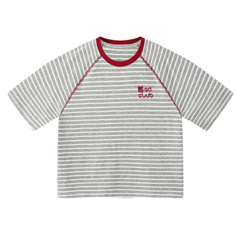 MQD Girls  Colorblock Striped Short Sleeve T-Shirt 110cm
