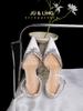Fashion White Silk Rhinestone Pointed High-heeled Shoes, New Rhinestone Wedding Shoes, Bride's Shoes, One Piece with Toe Cap Sandals