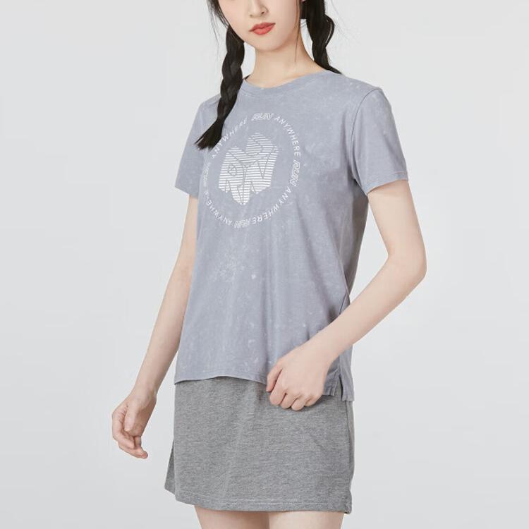 Under Armour Anywhere Solid Color Letter Print Round Pattern Short Sleeve T-Shirt Women Tops Gray 1369518-035