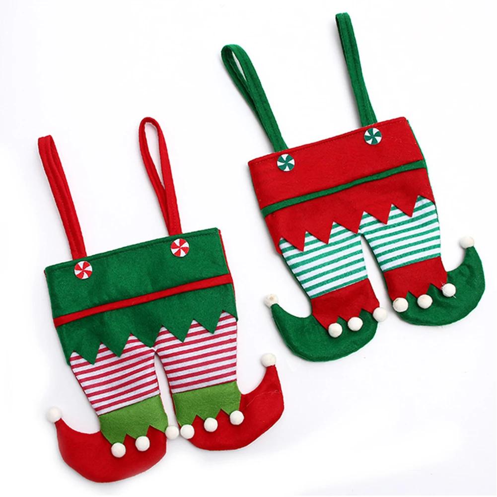 Christmas Elf Candy Bags Velvet Bags Santa Claus Pants Handbag Bags For Packaging Festival Party Decor Xmas Tree Decoration 2025