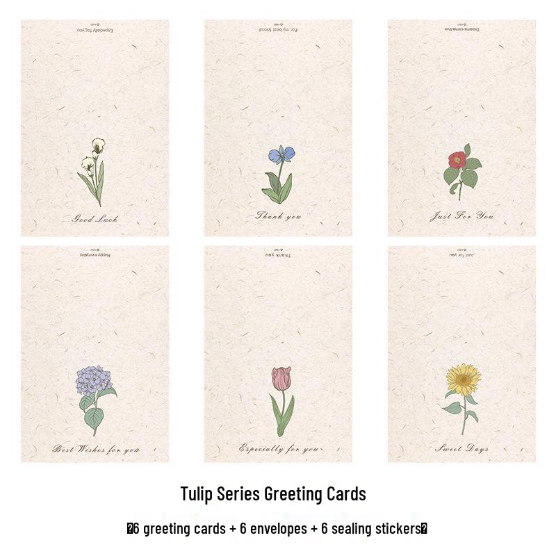 Retro Plant Elements Paper Greeting Card for DIY New Year Festivals