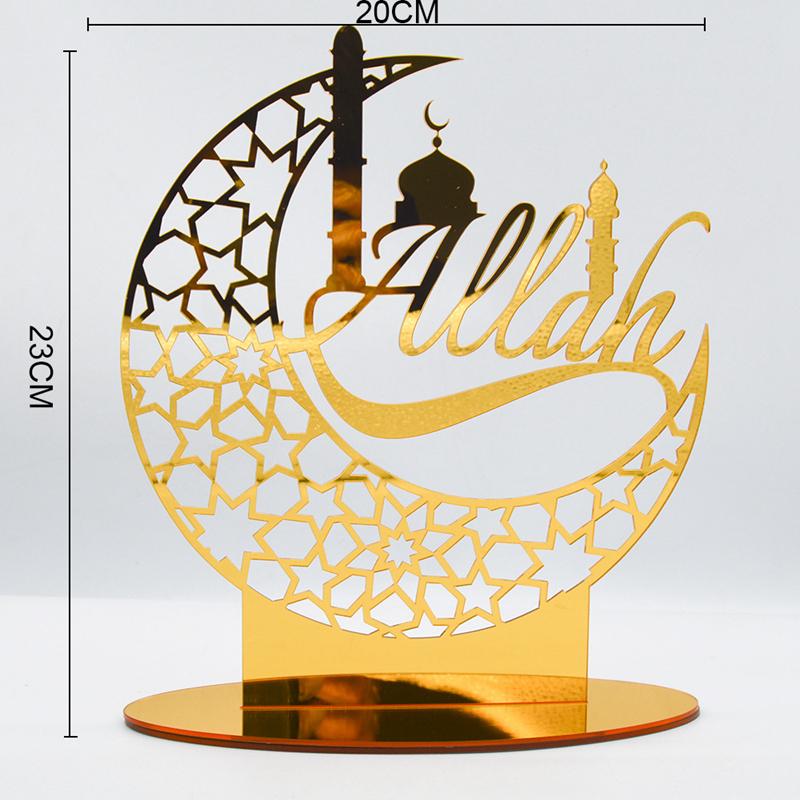 Ramadan Kareem Akrylová ozdoba Eid Mubarak Dekorace pro domov Islámské muslimské párty potřeby Zlatá měsíční dekorace Dárek k EID Al Adha