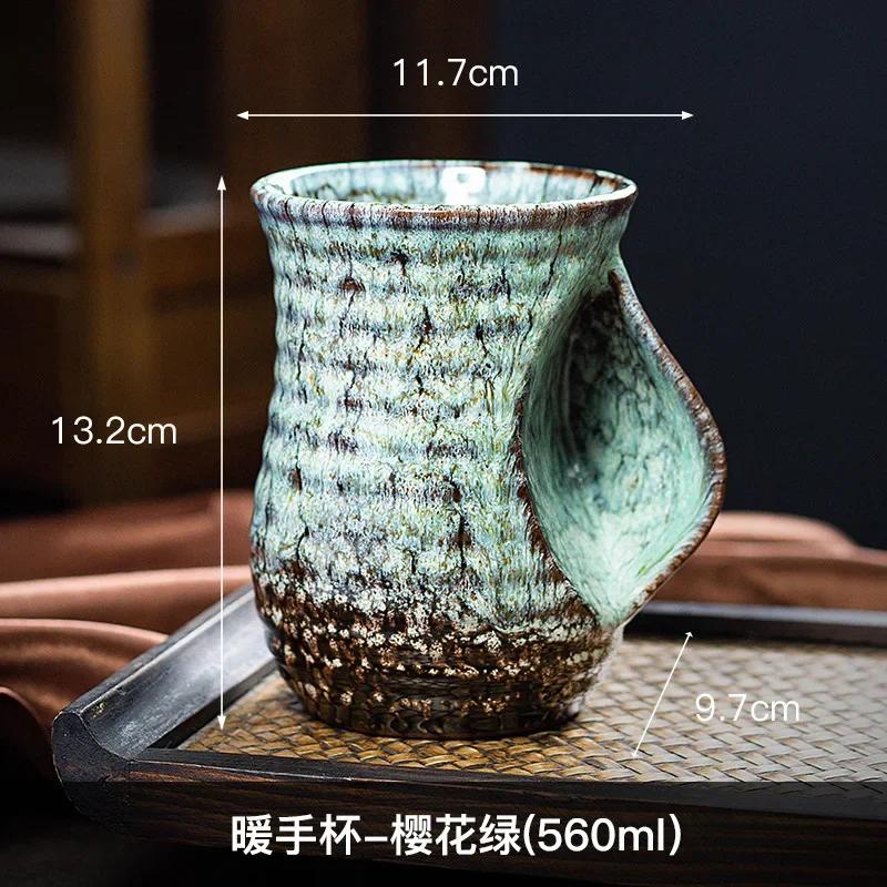 Glazed Ceramic Coffee Mug - Heat-Resistant Large Capacity Cup for Latte Art, Tea & Warm Hands, Creative American-Style Design