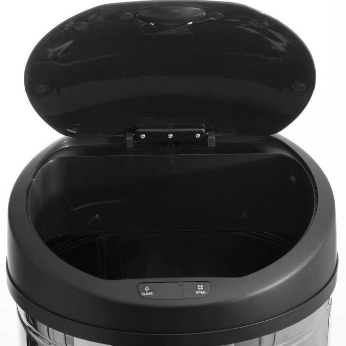 5Five - Poubelle Ronde de Cuisine en Inox 42 Litres Sensor Ouverture et Fermeture Automatique