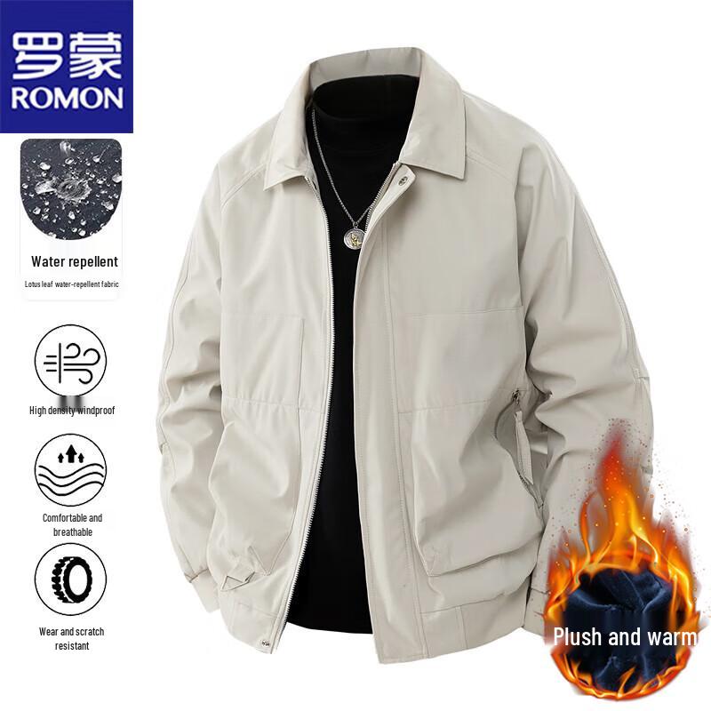 ROMON Men's Casual Turn-down Collar Jacket